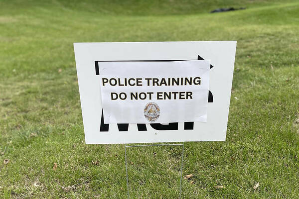 Lawn sign indicating Police training do not enter